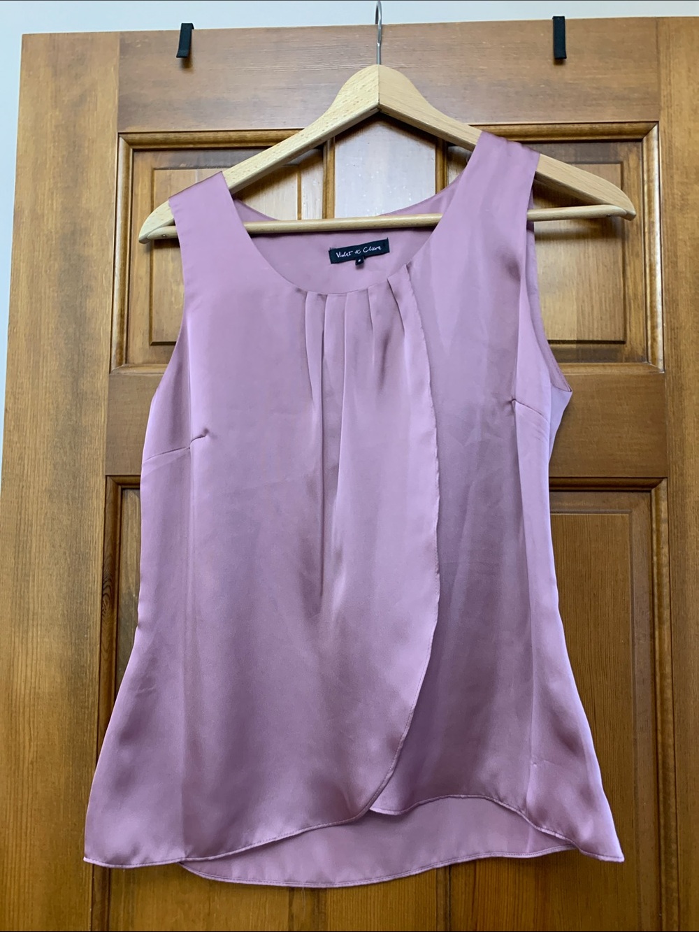 Violet & Claire Dusky Rose Sleeveless Pleated Satin Camisole